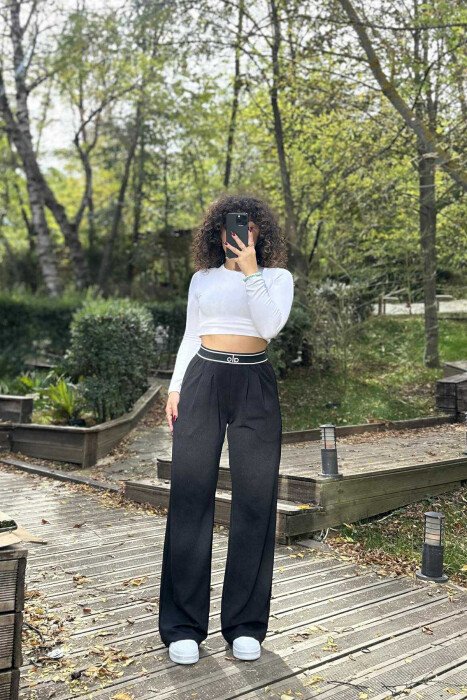 ELASTIC WAIST ALO WRITTING WOMEN TROUSERS BLACK/ E ZEZE - 2