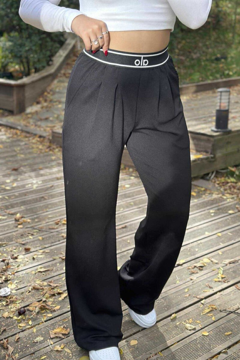 ELASTIC WAIST ALO WRITTING WOMEN TROUSERS BLACK/ E ZEZE - 1