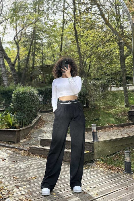 ELASTIC WAIST ALO WRITTING WOMEN TROUSERS BLACK/ E ZEZE - 3