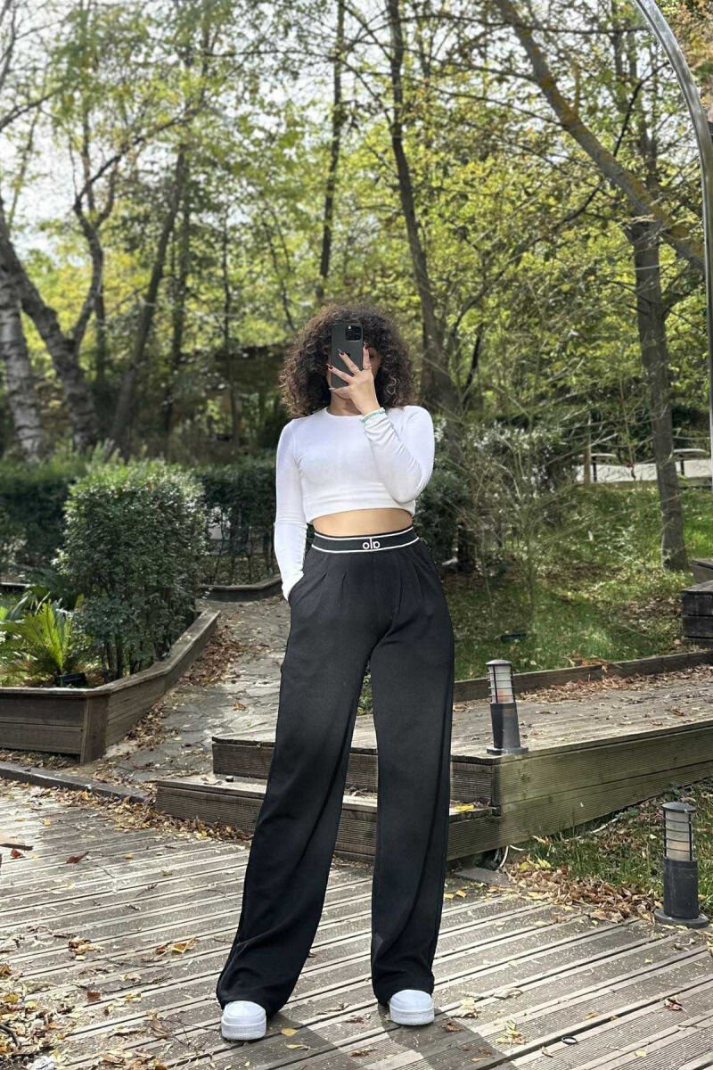 ELASTIC WAIST ALO WRITTING WOMEN TROUSERS BLACK/ E ZEZE - 3