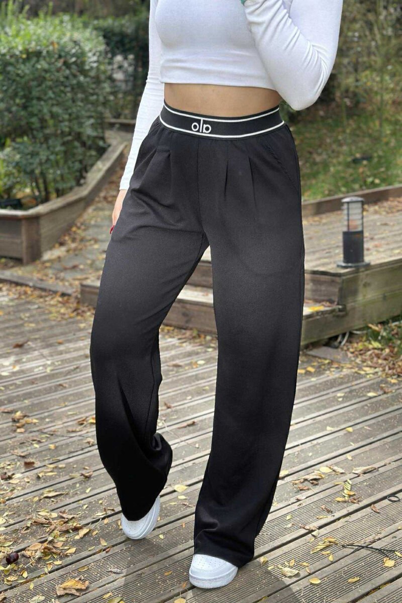 ELASTIC WAIST ALO WRITTING WOMEN TROUSERS BLACK/ E ZEZE - 4