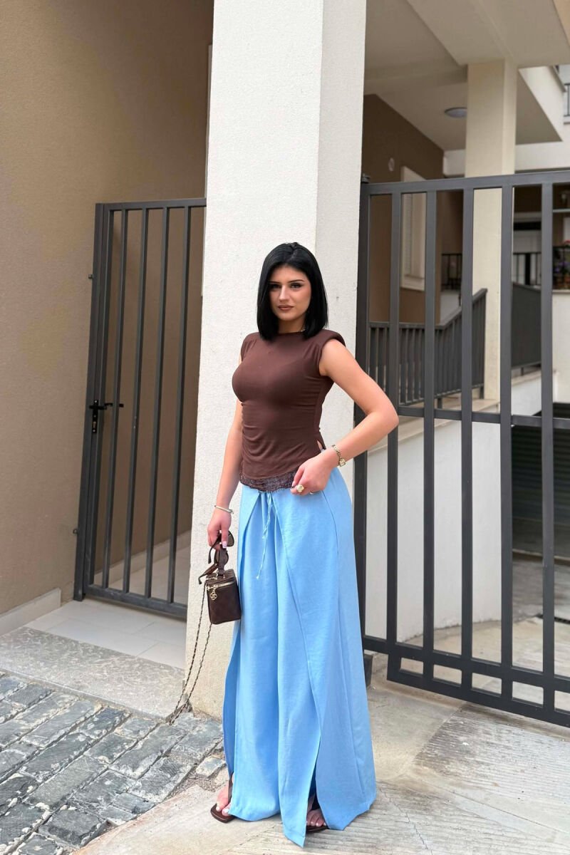 ELASTIC WAIST BALLON WOMAN TROUSERS BABY BLUE/BLU BY - 1