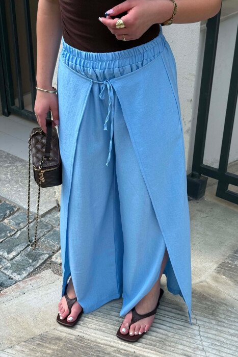 ELASTIC WAIST BALLON WOMAN TROUSERS BABY BLUE/BLU BY - 4