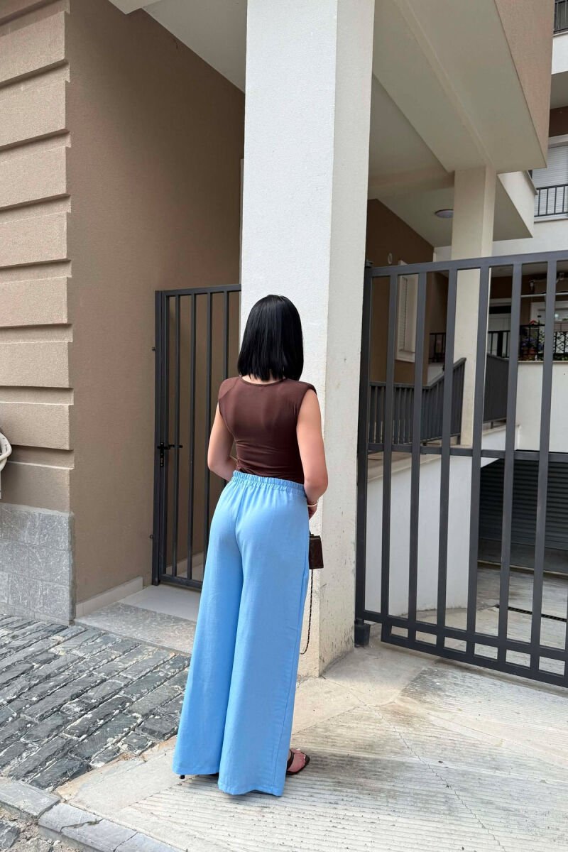 ELASTIC WAIST BALLON WOMAN TROUSERS BABY BLUE/BLU BY - 5