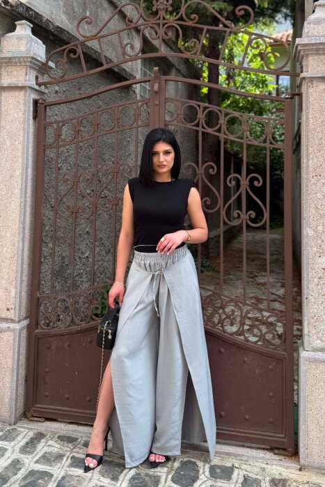 ELASTIC WAIST BALLON WOMAN TROUSERS LIGHT GREY/GZ - 1