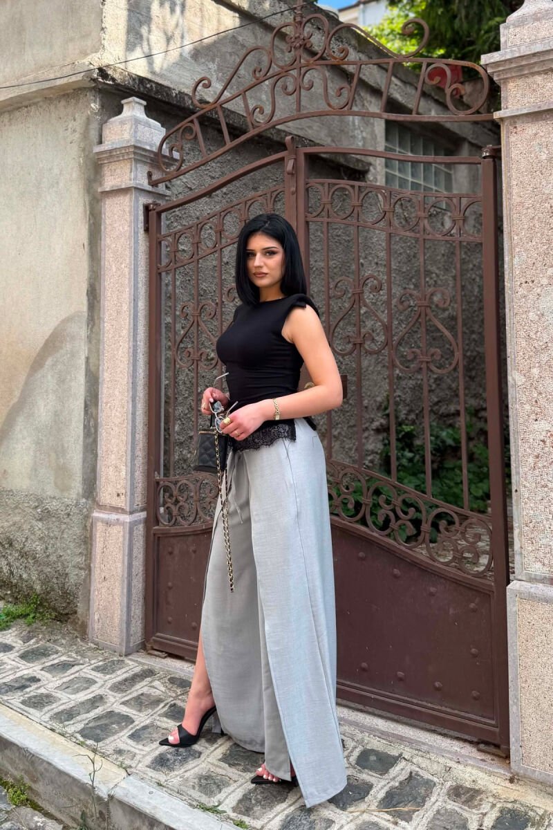 ELASTIC WAIST BALLON WOMAN TROUSERS LIGHT GREY/GZ - 3