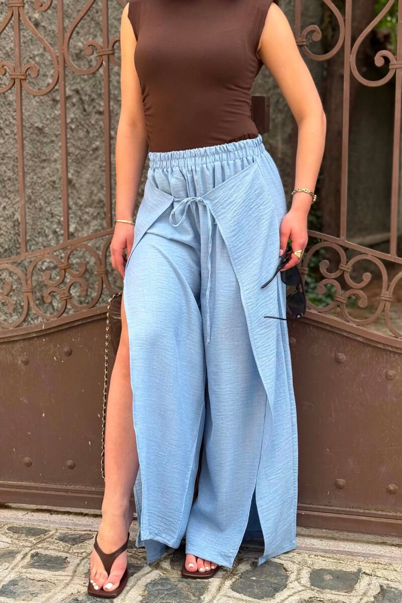 ELASTIC WAIST BALLON WOMAN TROUSERS LIGHTBLUE/BZ - 4