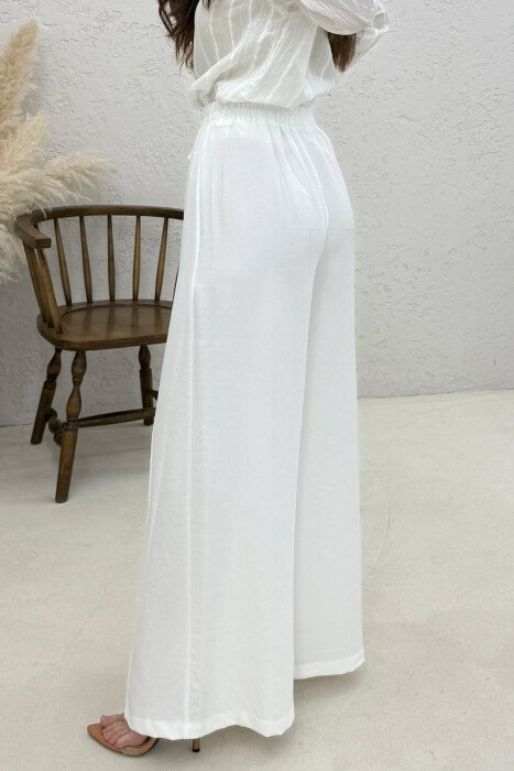 ELASTIC WAIST BALLON WOMAN TROUSERS WHITE-E BARDHE - 2