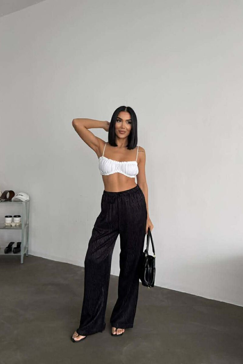ELASTIC WAIST LACINGS DESIGNED WOMEN TROUSERS BLACK/ E ZEZE - 3
