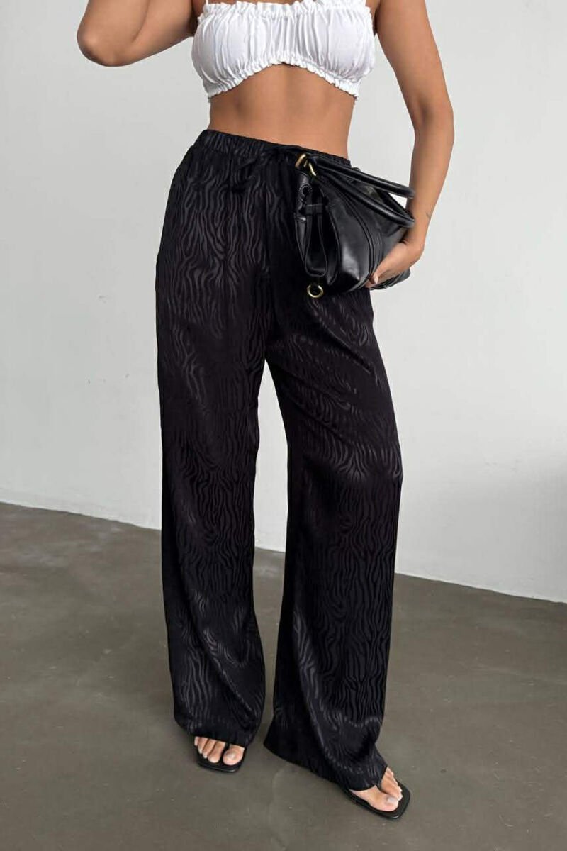 ELASTIC WAIST LACINGS DESIGNED WOMEN TROUSERS BLACK/ E ZEZE - 1