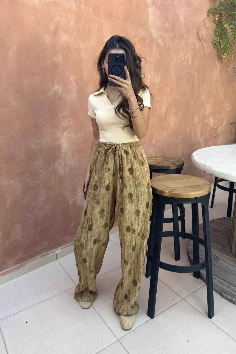 ELASTIC WAIST LACINGS DESIGNED WOMEN TROUSERS OLIVE/ULLI - 3