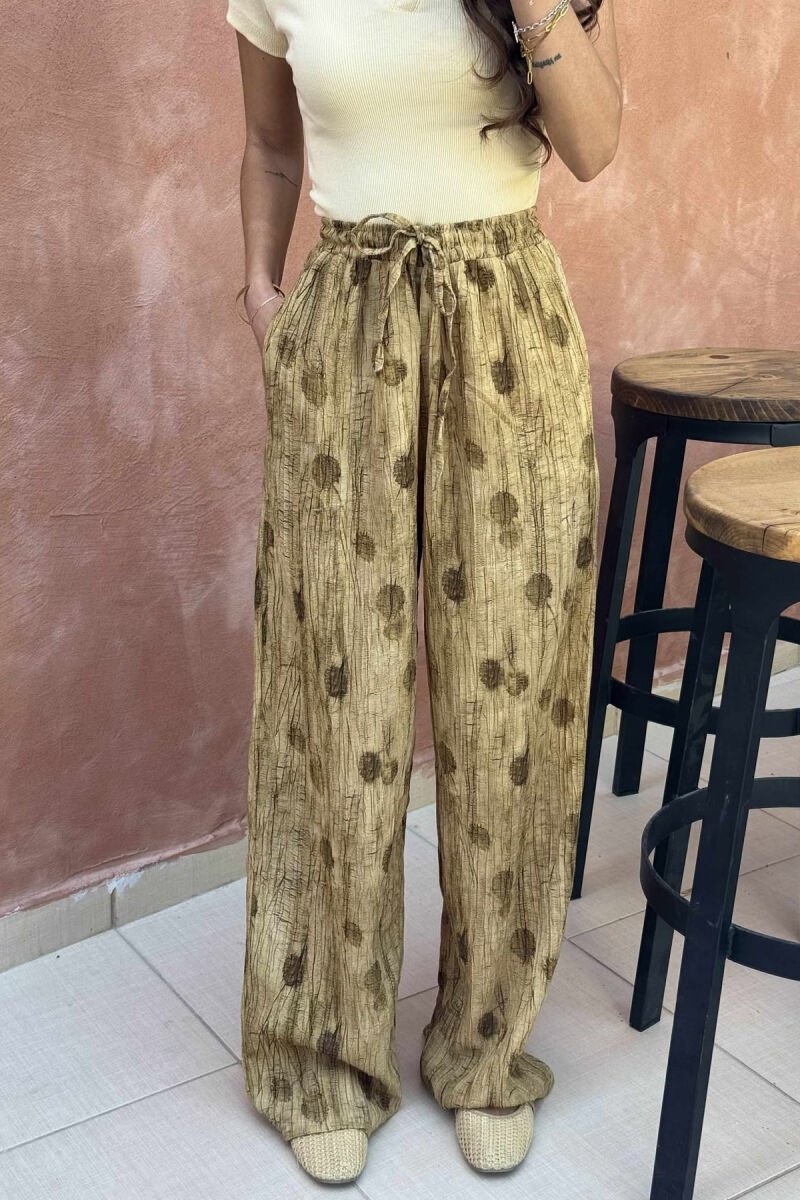 ELASTIC WAIST LACINGS DESIGNED WOMEN TROUSERS OLIVE/ULLI - 1