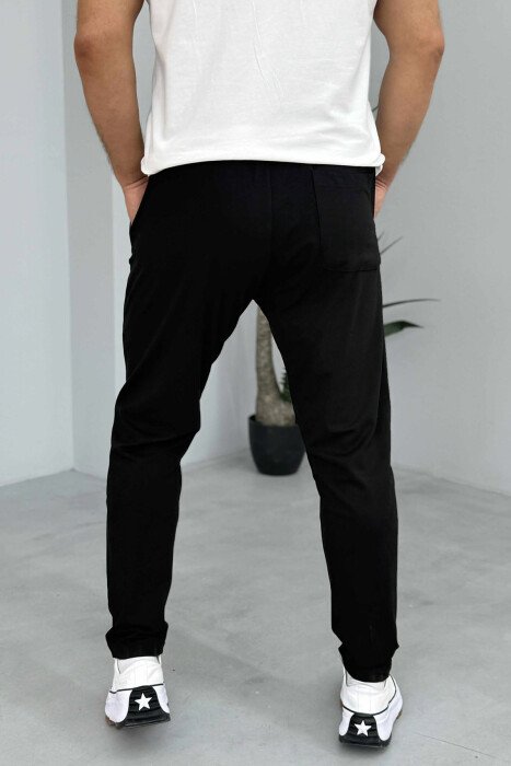 ELASTIC WAIST LACINGS ONE COLOR MEN PANTS BLACK/ E ZEZE - 3