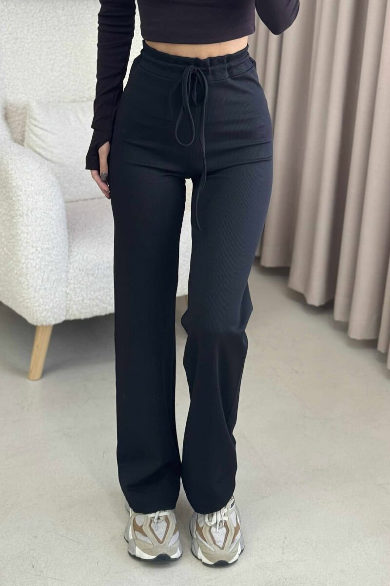 ELASTIC WAIST LACINGS WOMEN SWEATPANTS BLACK/ E ZEZE - 4