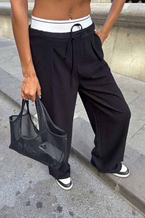 ELASTIC WAIST LACINGS WOMEN TROUSERS BLACK/ E ZEZE - 5