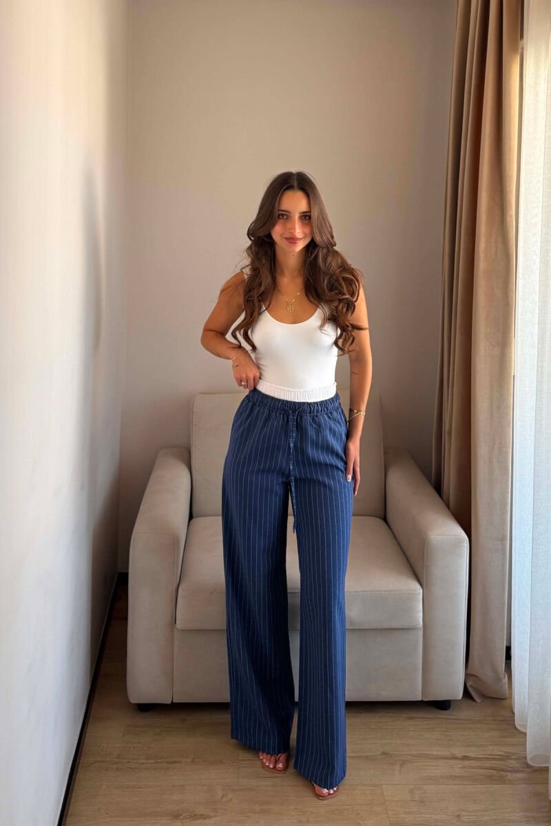ELASTIC WAIST LINES WOMAN TROUSERS BLUE/BLU - 2