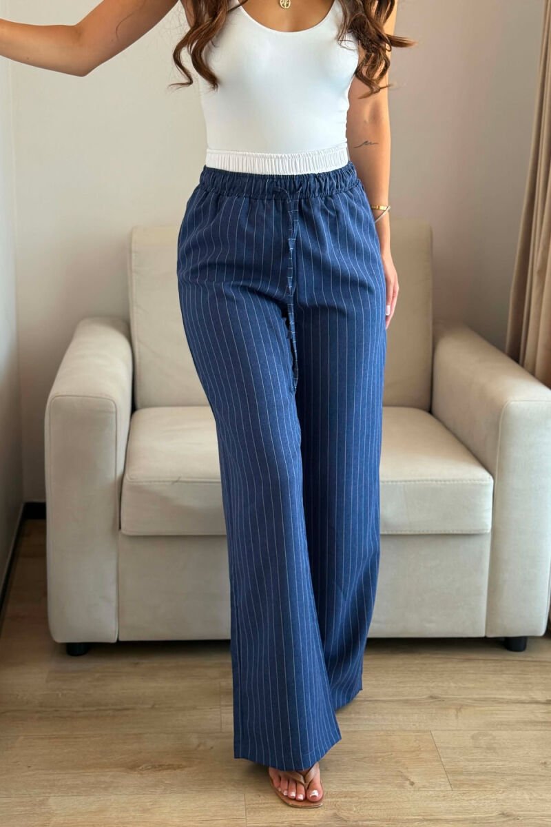 ELASTIC WAIST LINES WOMAN TROUSERS BLUE/BLU - 3