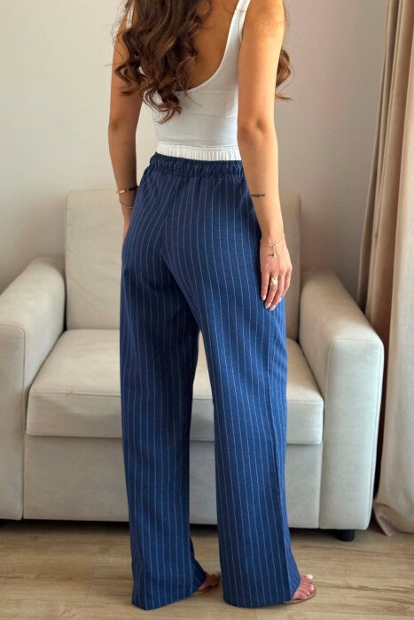ELASTIC WAIST LINES WOMAN TROUSERS BLUE/BLU - 4