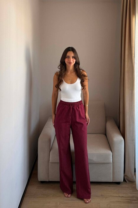 ELASTIC WAIST LINES WOMAN TROUSERS DARK BURGUNDY/VISHNJE E ERRET 