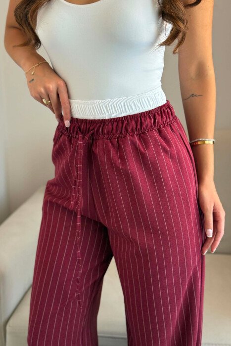 ELASTIC WAIST LINES WOMAN TROUSERS DARK BURGUNDY/VISHNJE E ERRET - 4