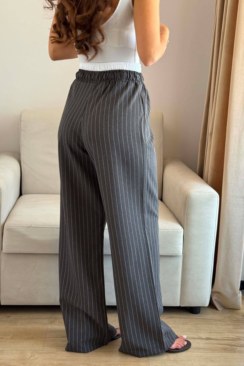 ELASTIC WAIST LINES WOMAN TROUSERS DARK GREY/GEE - 3