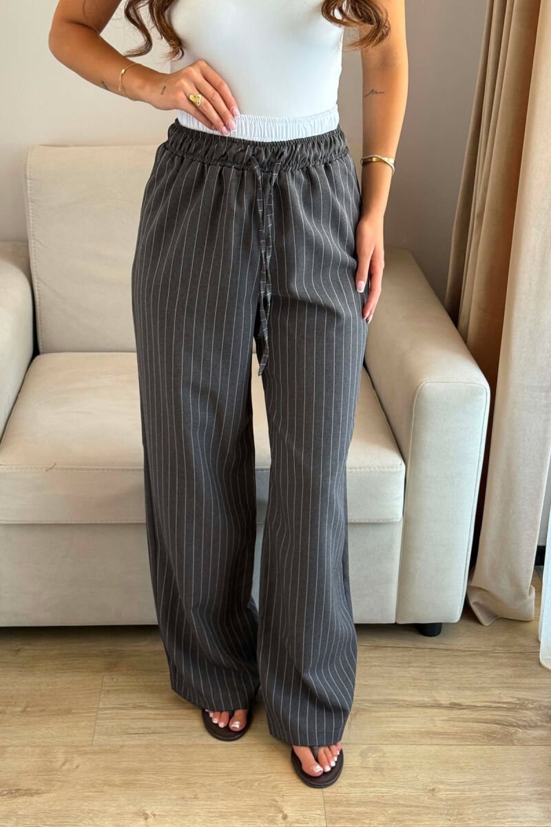 ELASTIC WAIST LINES WOMAN TROUSERS DARK GREY/GEE - 4