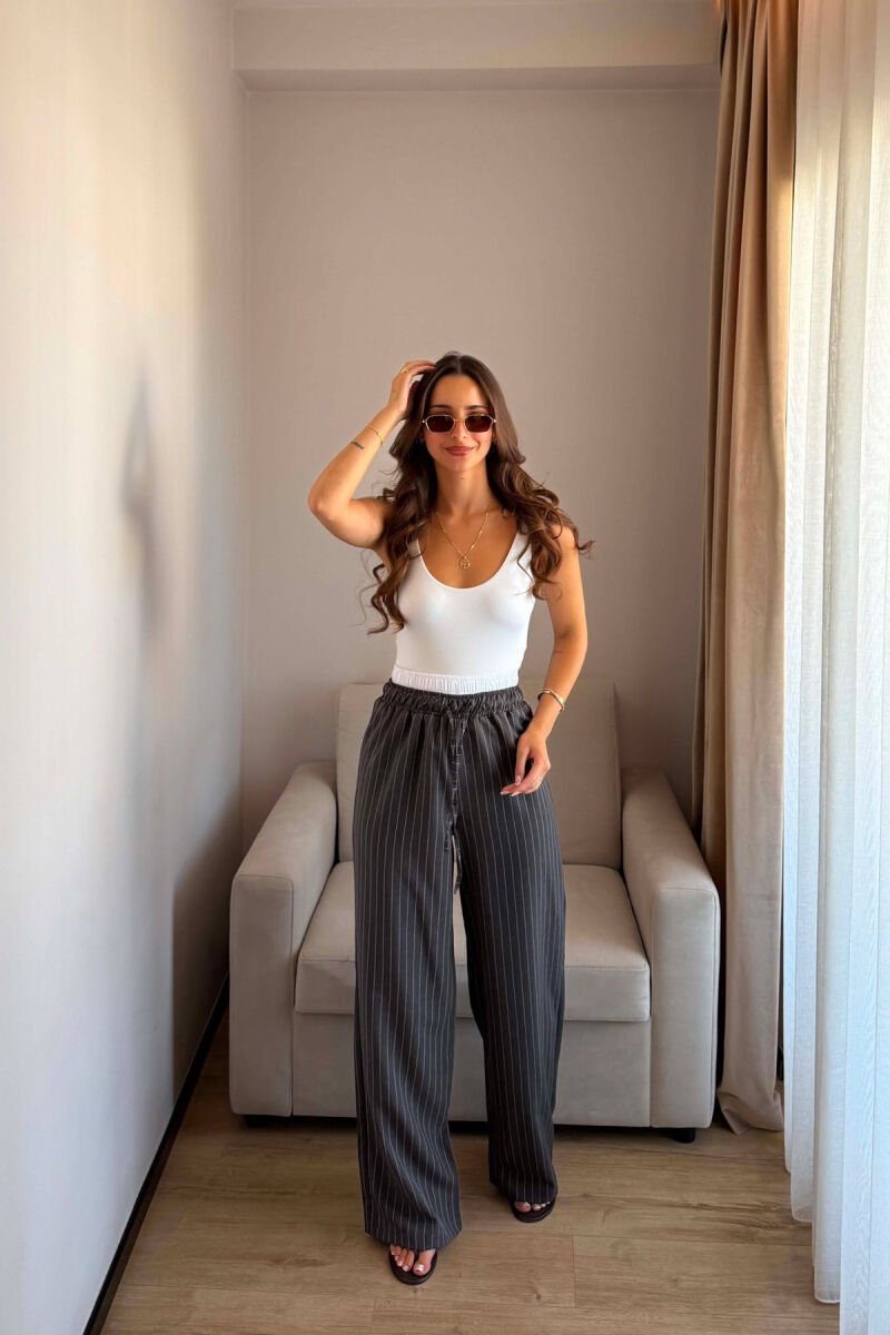 ELASTIC WAIST LINES WOMAN TROUSERS DARK GREY/GEE - 6