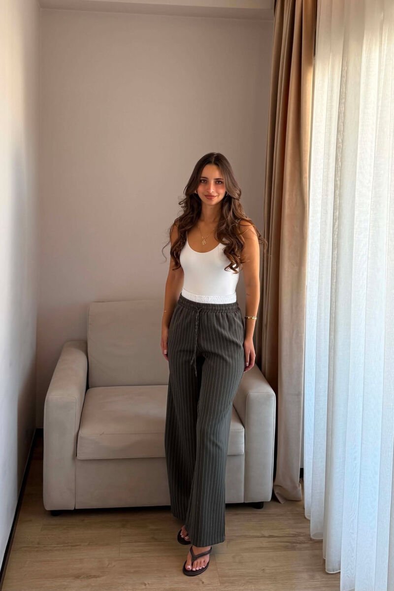 ELASTIC WAIST LINES WOMAN TROUSERS GREEN/JESHILE - 5