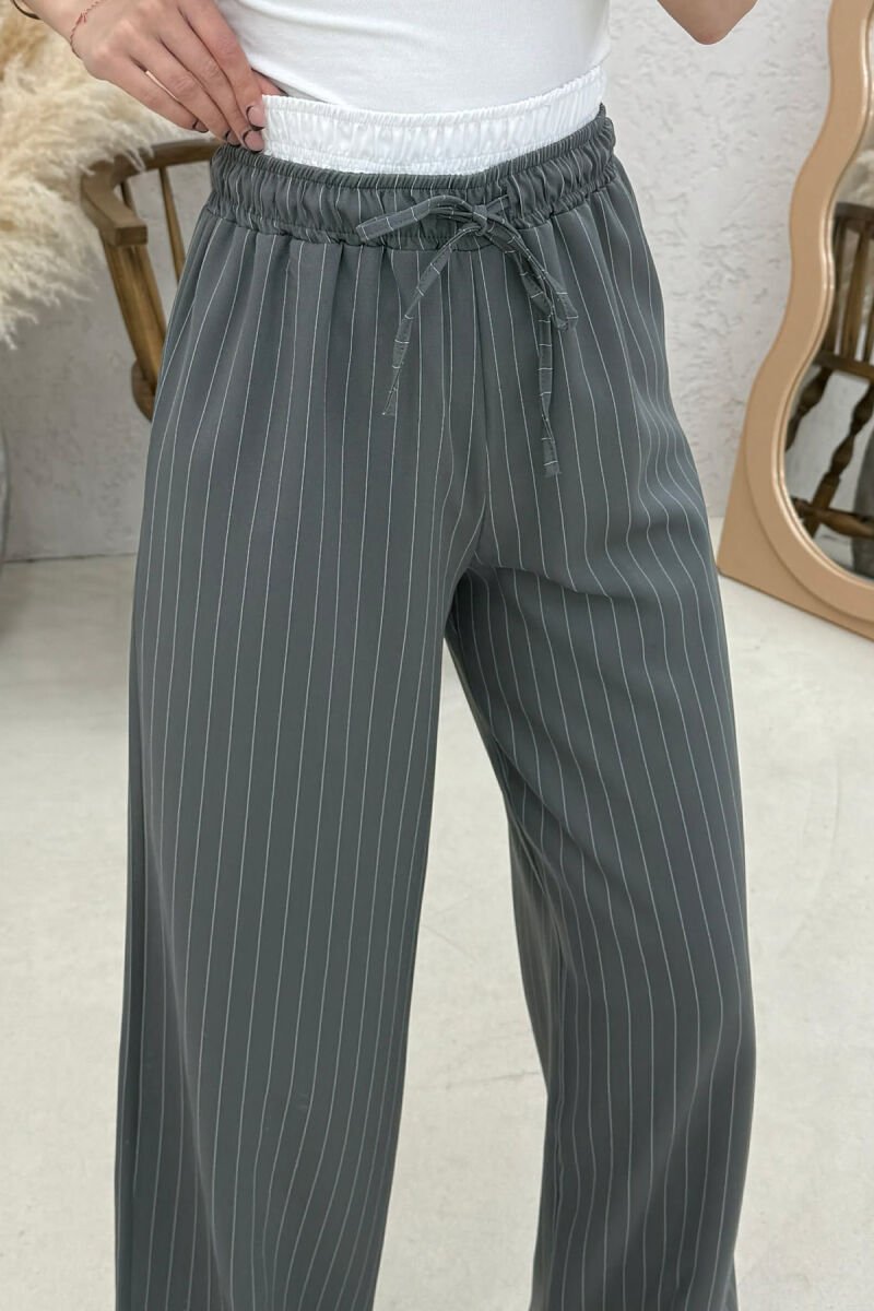 ELASTIC WAIST LINES WOMAN TROUSERS GREY/GRI - 4