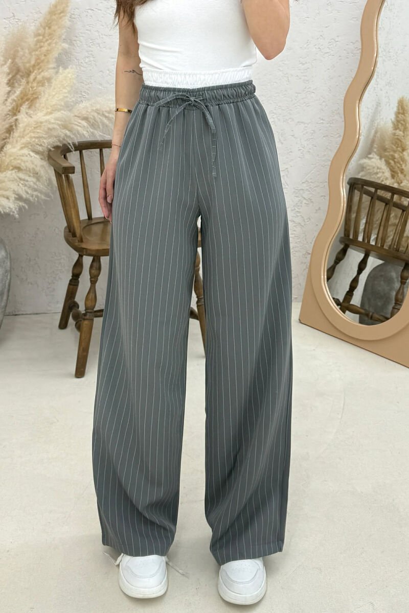 ELASTIC WAIST LINES WOMAN TROUSERS GREY/GRI - 5