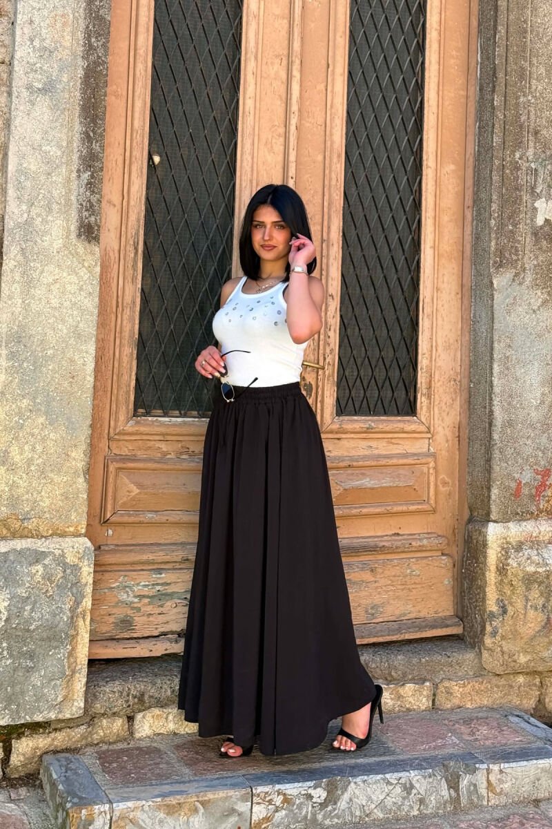 ELASTIC WAIST ONE COLOR WOMAN SKIRT BLACK/ E ZEZE - 2