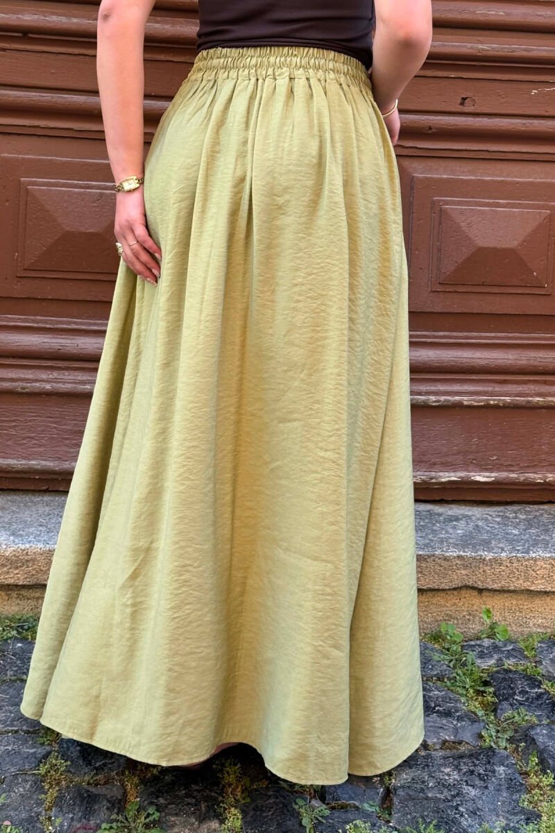 ELASTIC WAIST ONE COLOR WOMAN SKIRT LIGHT GREEN/JEZB - 4