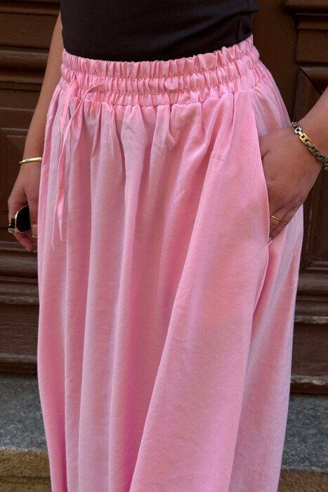 ELASTIC WAIST ONE COLOR WOMAN SKIRT PINK/ROZE - 4