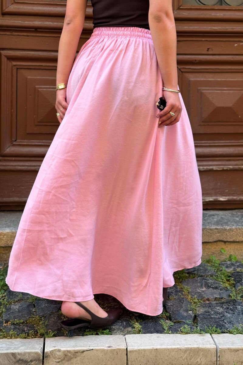 ELASTIC WAIST ONE COLOR WOMAN SKIRT PINK/ROZE - 5