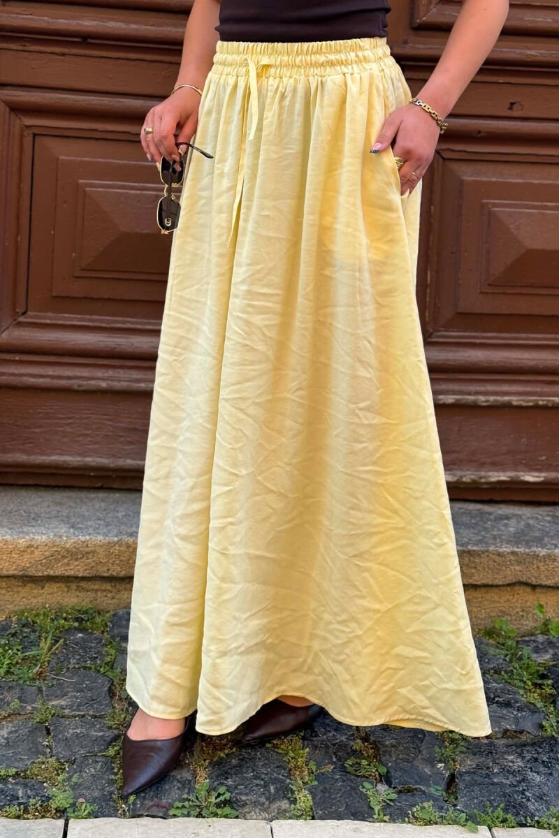 ELASTIC WAIST ONE COLOR WOMAN SKIRT YELLOW/E VERDHE - 5