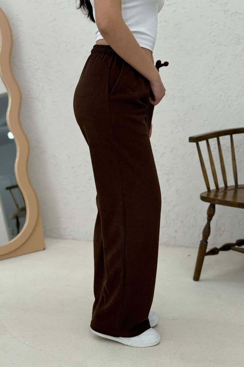 ELASTIC WAIST ONE COLOR WOMAN SWEATPANTS BROWN/KAFE - 5