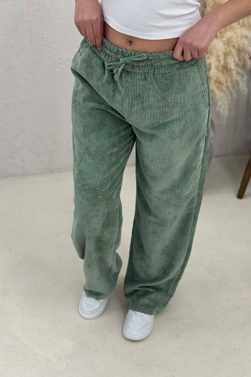 ELASTIC WAIST ONE COLOR WOMAN TROUSERS GREEN/JESHILE - 4