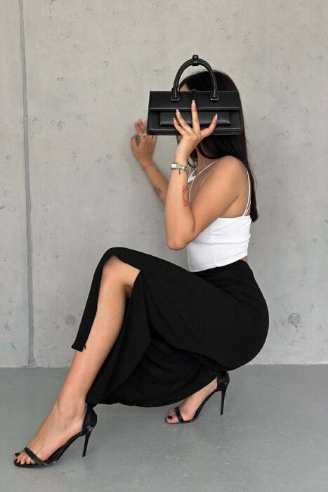ELASTIC WAIST ONE COLOR WOMEN TROUSERS BLACK/ E ZEZE - 2