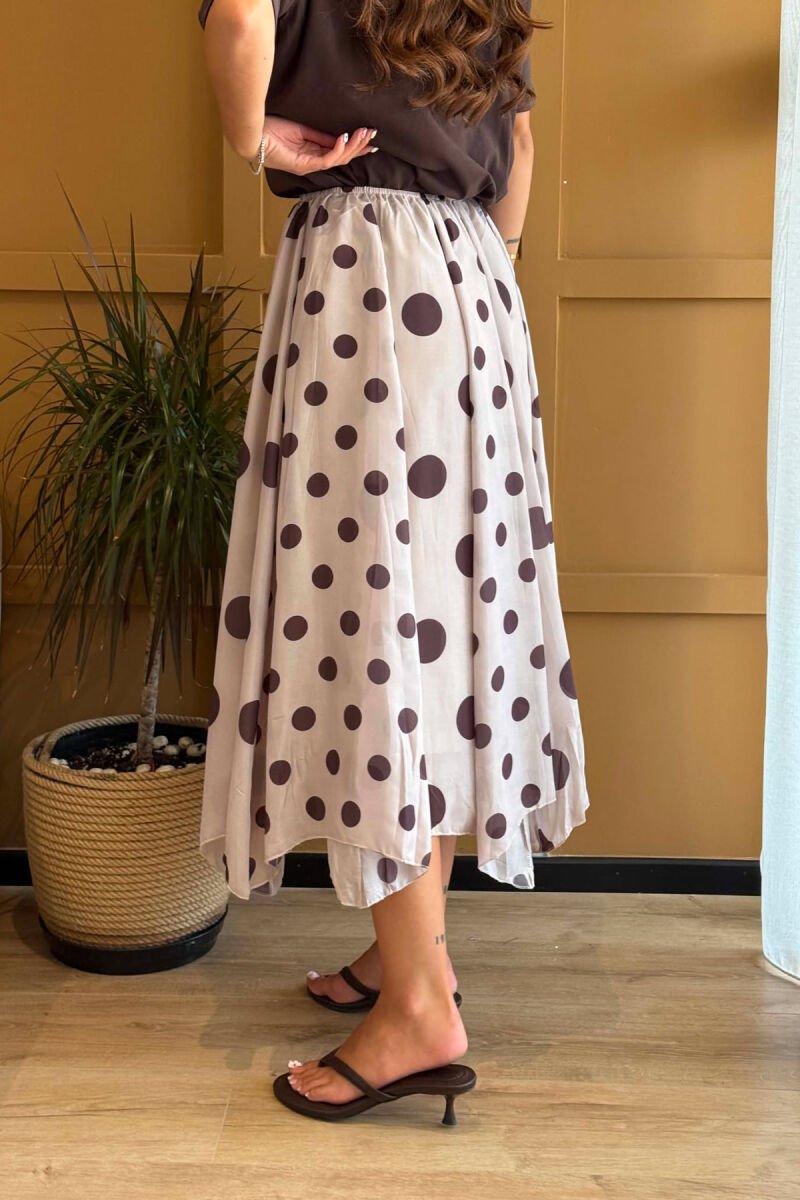 ELASTIC WAIST POLKA DOTS WOMAN SKIRT BEIGE/BEZHE - 4