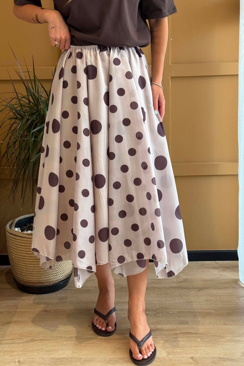 ELASTIC WAIST POLKA DOTS WOMAN SKIRT BEIGE/BEZHE - 5