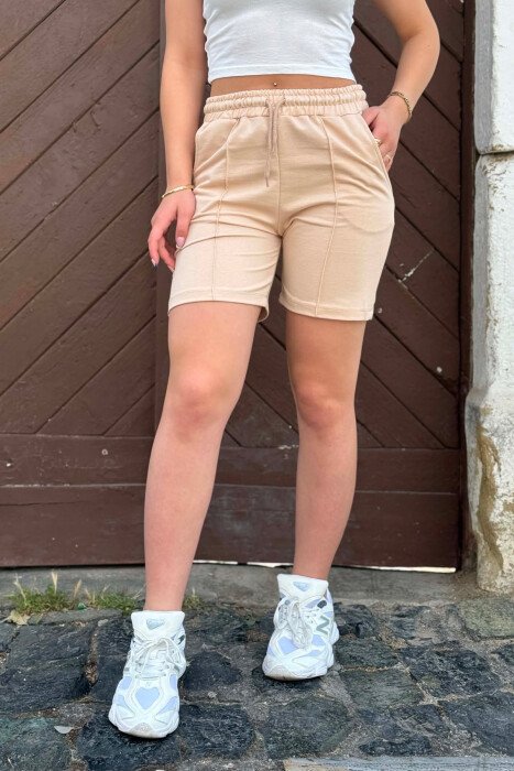 ELASTIC WAIST WOMAN SHORTS BEIGE/BEZHE - 4