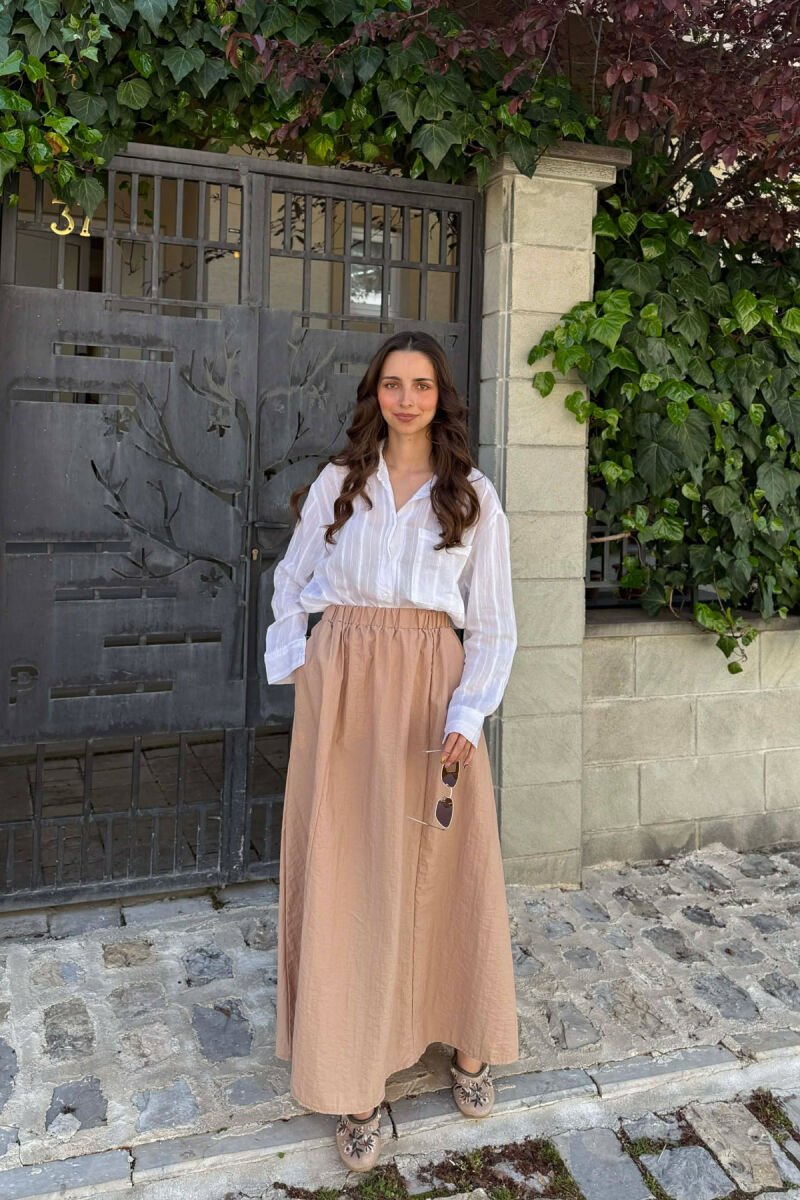 ELASTIC WAIST WOMAN SKIRT BEIGE/BEZHE - 3