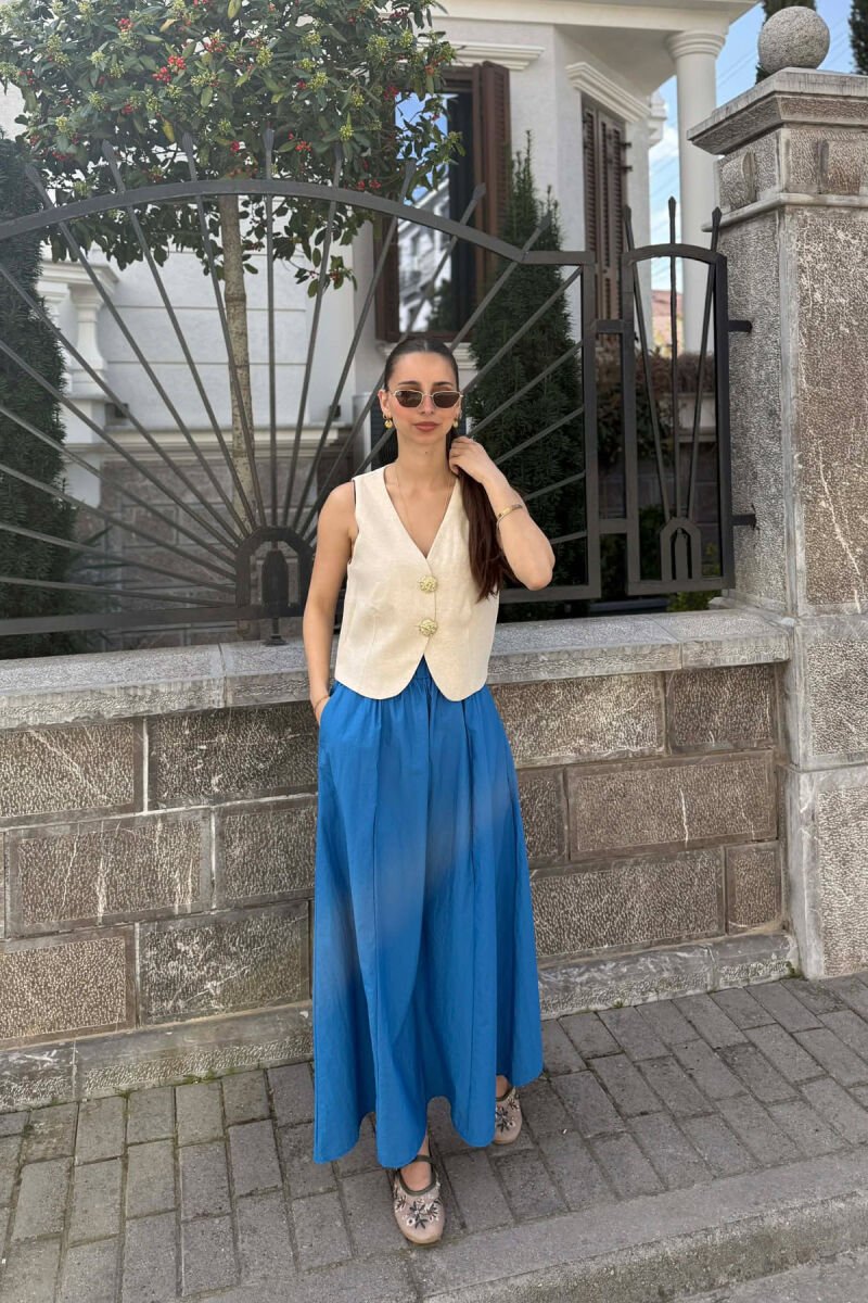 ELASTIC WAIST WOMAN SKIRT BLUE/BLU - 1
