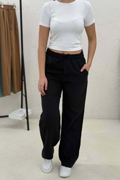 ELASTIC WAIST WOMAN TROUSERS BLACK/ E ZEZE - 