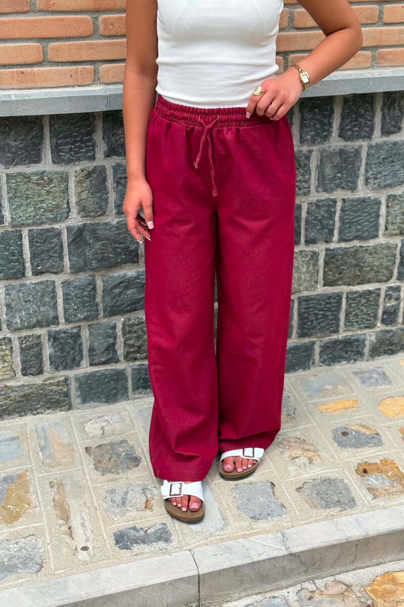 ELASTIC WAIST WOMAN TROUSERS BURGUNDY/VISHNJE - 2