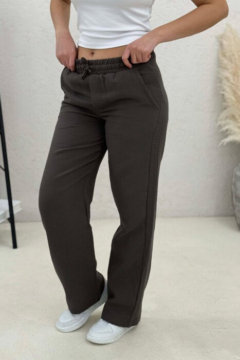 ELASTIC WAIST WOMAN TROUSERS DARK GREY/GEE - 3