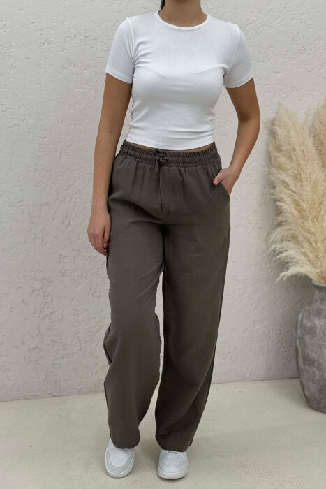 ELASTIC WAIST WOMAN TROUSERS GREEN/JESHILE - 