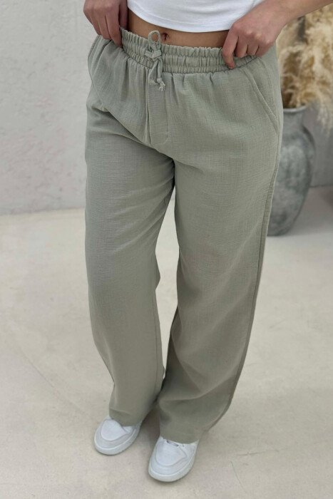 ELASTIC WAIST WOMAN TROUSERS MINT/MENTE - 4