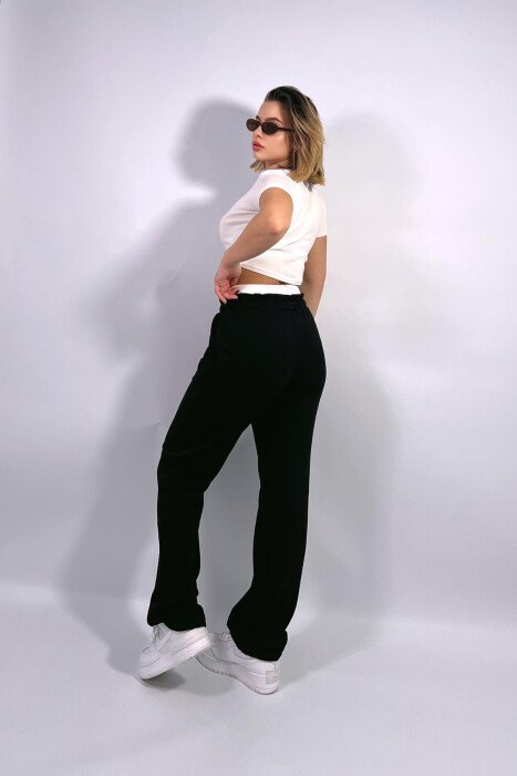 ELASTIC WAIST ONE COLOR WOMEN SWEATPANTS BLACK/ E ZEZE - 6