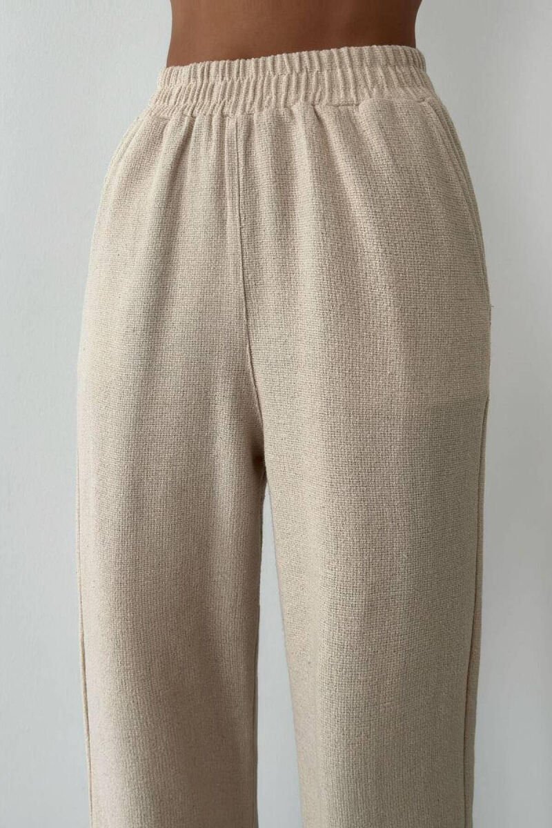 ELASTIC WAIST WOMEN TROUSERS CREAM/KREM - 2